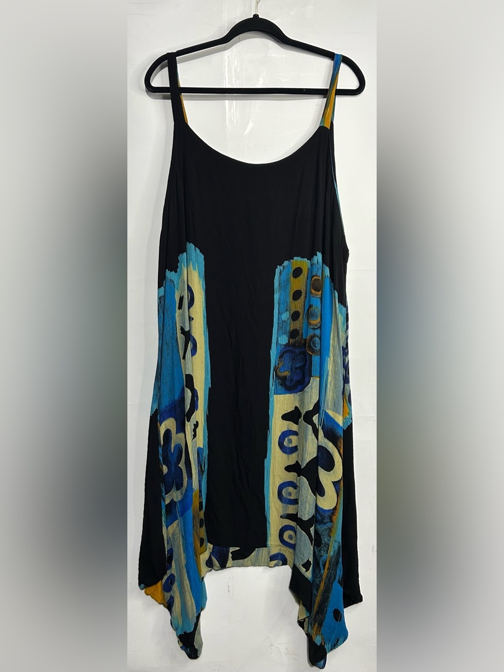 Lotus Traders Asymmetrical Black Geometrical Print Dress 3X